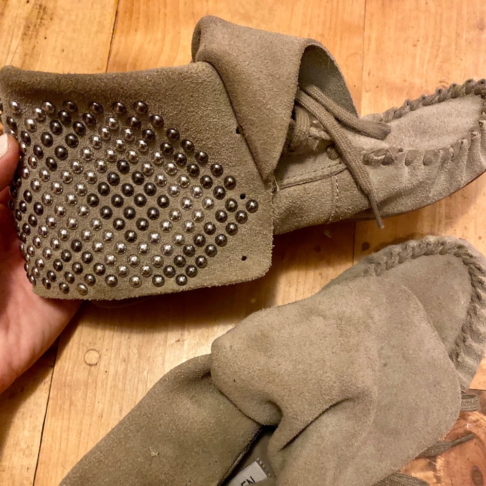 Studded fancy + flat moccasins